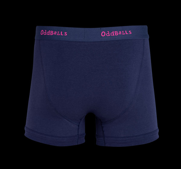 Navy & Magenta - Mens Cotton Boxer Shorts